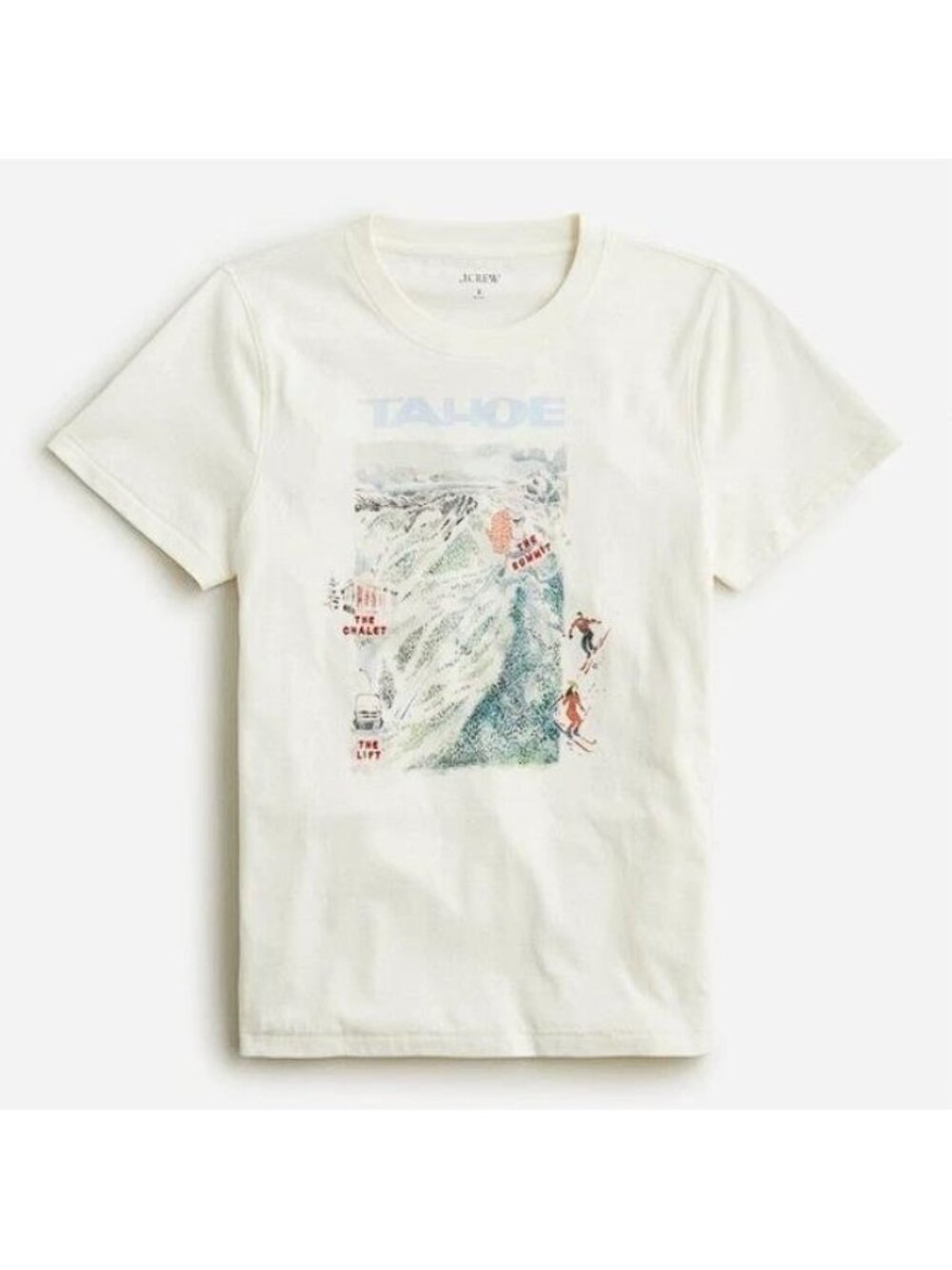 J.CREW Women's Tahoe Skiing Graphic T-Shirt Size S in Ivory